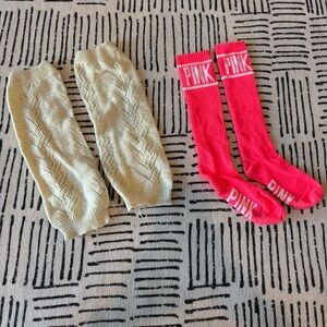 Pink and Cream Sock and Boot Sock Set